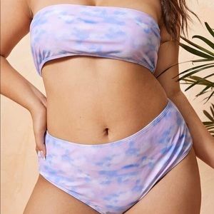 Plus Size Multicolor Bandeau Bikini